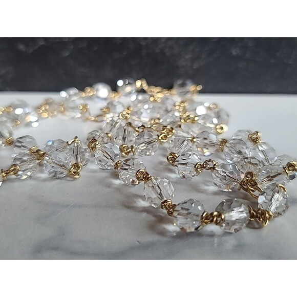 18KT Gold Plated Sterling Crystal Rosary Vintage - Picture 4 of 10